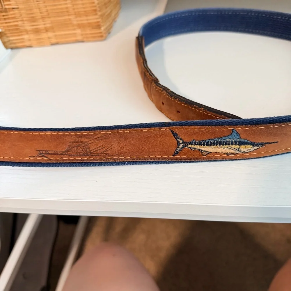 Zep-Pro Marlin Embroidered Leather and Nylon Belt